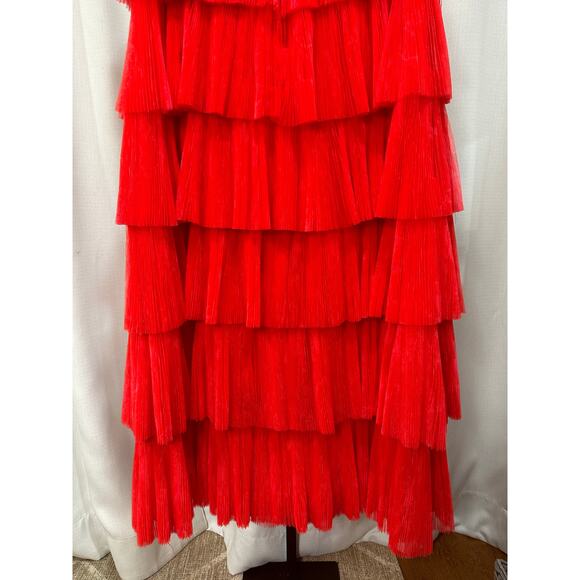 Hutch Evi Strapless Plissé Gown Red Romantic Floral Size 14 W Plus NWT Gorgeous - Picture 12 of 12